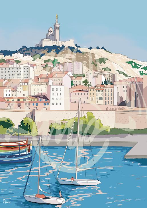 Marseille Boats Marina Digital Print
