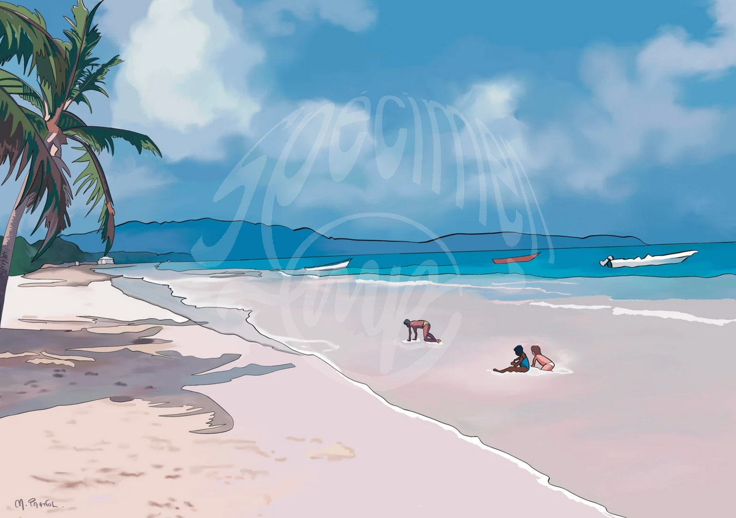 White Sand Beach With Coconut, The Caribbean - Digital Print
