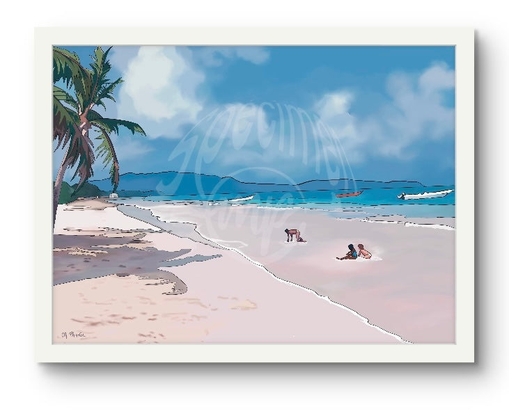 White Sand Beach With Coconut, The Caribbean  - Digital Print