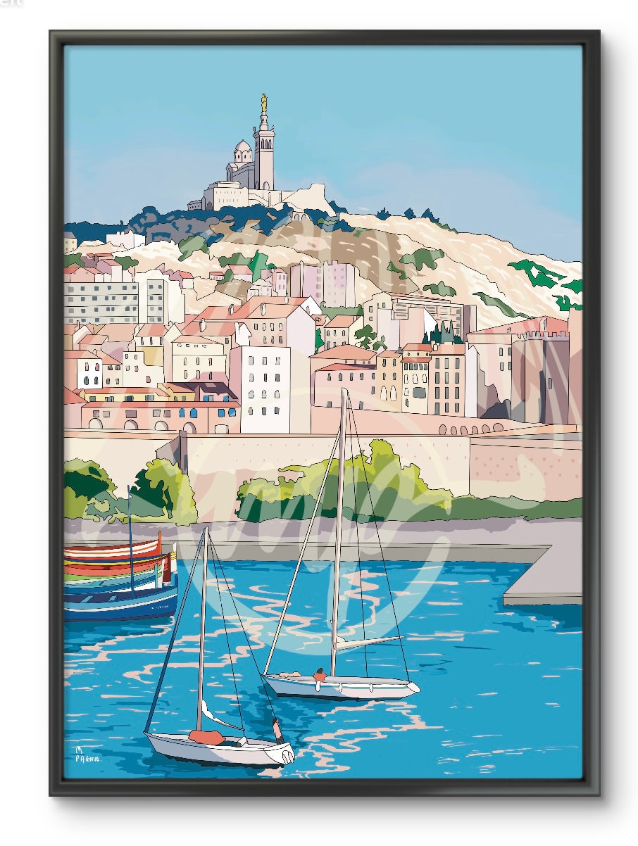 Marseille Boats Marina Digital Print