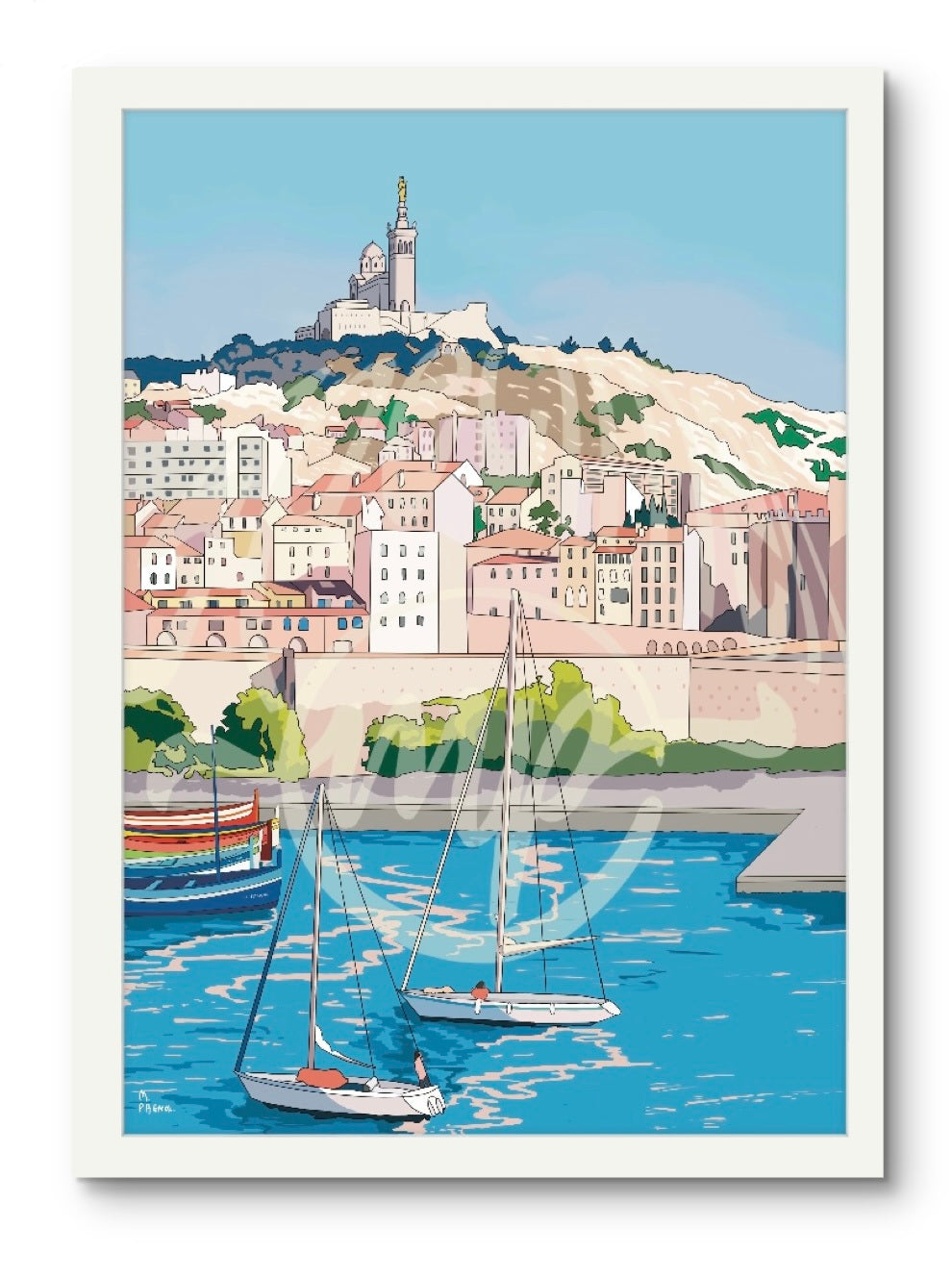 Marseille Boats Marina Digital Print
